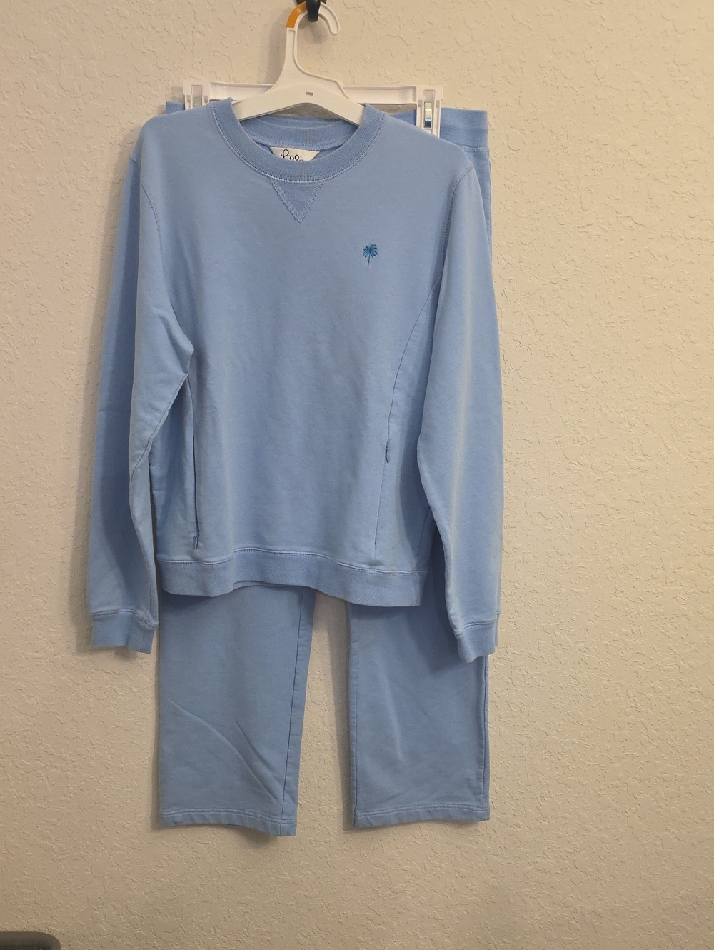 Lilly Pulitzer Light Blue Women's Sweatshirt And Pants Set with Palm Motif